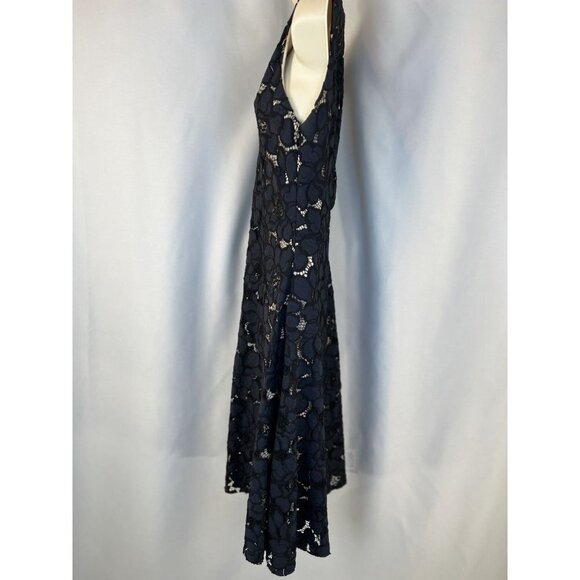 Zara Woman Navy Blue Lace V-Neck Midi Dress $98 - Picture 7 of 14